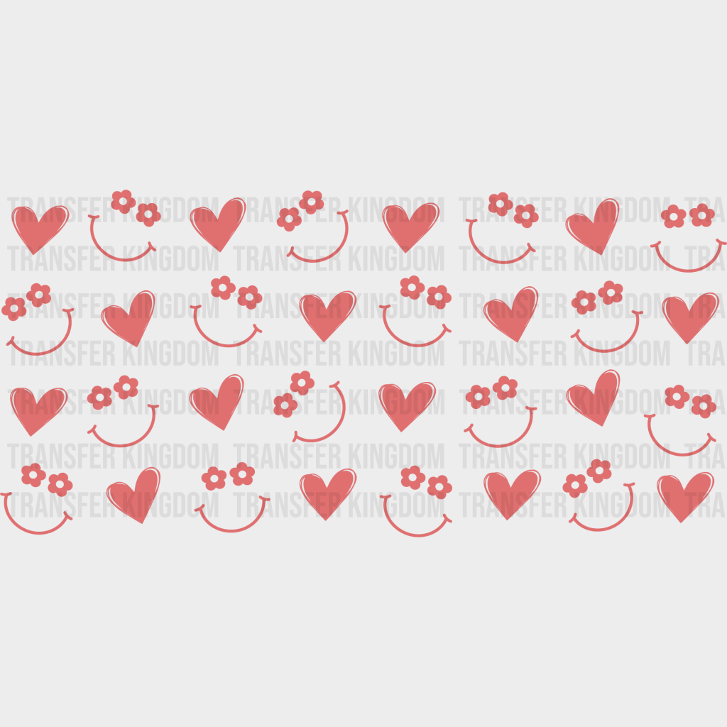 Smiley And Heart Uv Dtf Transfer Cup Wrap Sticker