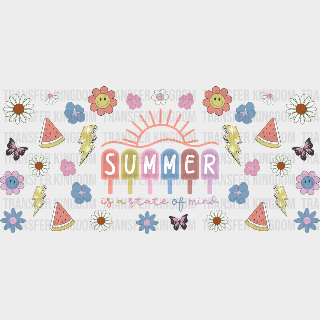Summer Is A State Of Mind Popsicles - Summer Cup Wrap UV Sticker Permanent UV DTF Decal UVDTF