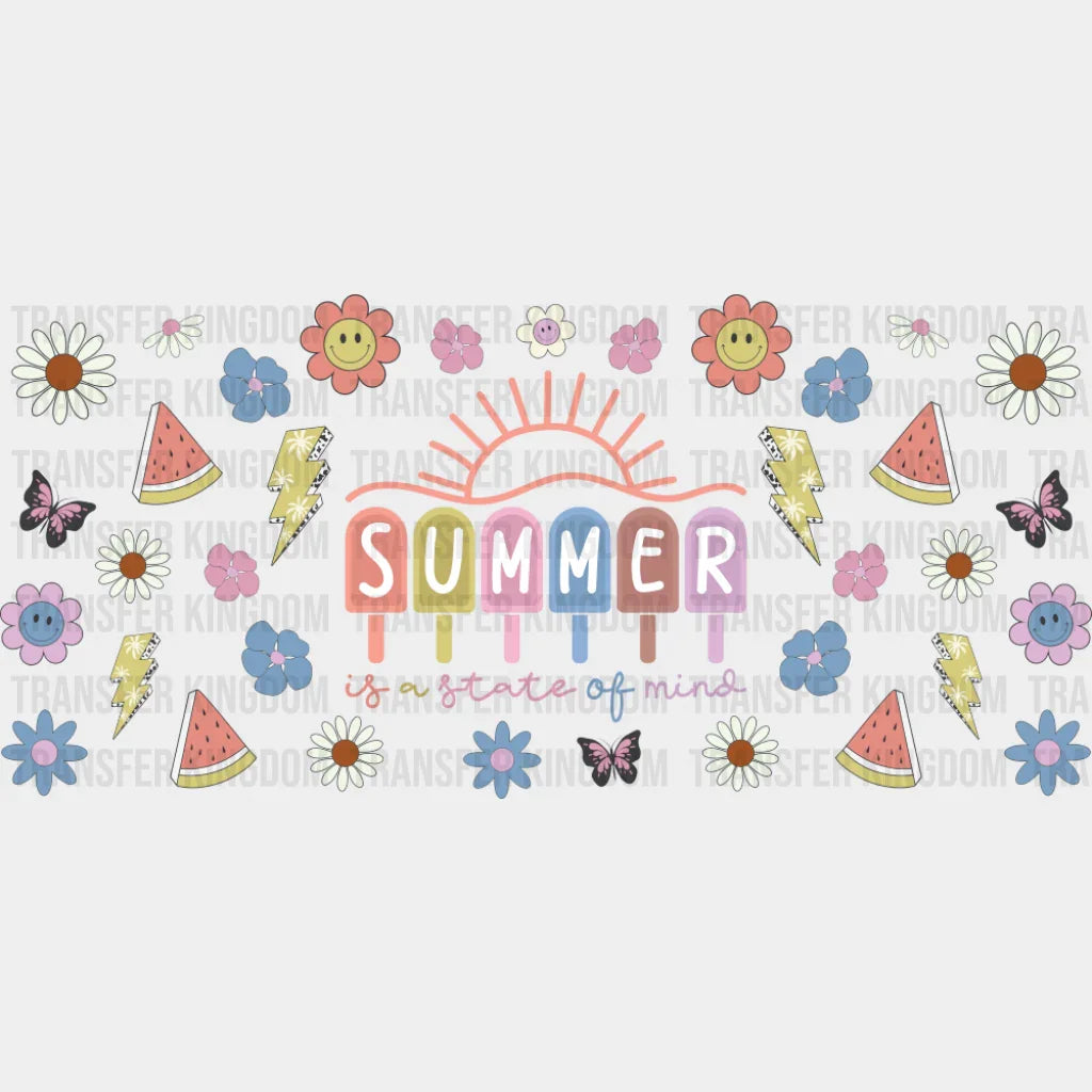 Summer Is A State Of Mind Popsicles - Summer Cup Wrap UV Sticker Permanent UV DTF Decal UVDTF