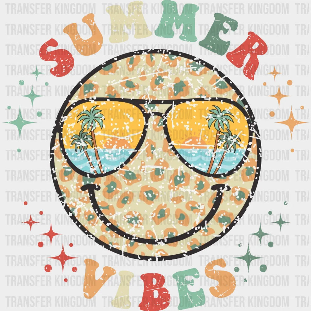 Summer Vibes Smiley Face Palm Sunglasses - Vacation Design Dtf Heat Transfer