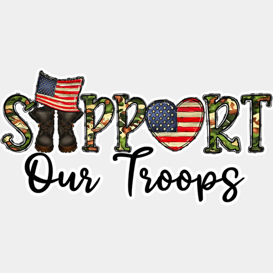 Support Our Troops - Military Dtf Heat Transfer Unisex S & M (10’’) / Light Color Design See Imaging