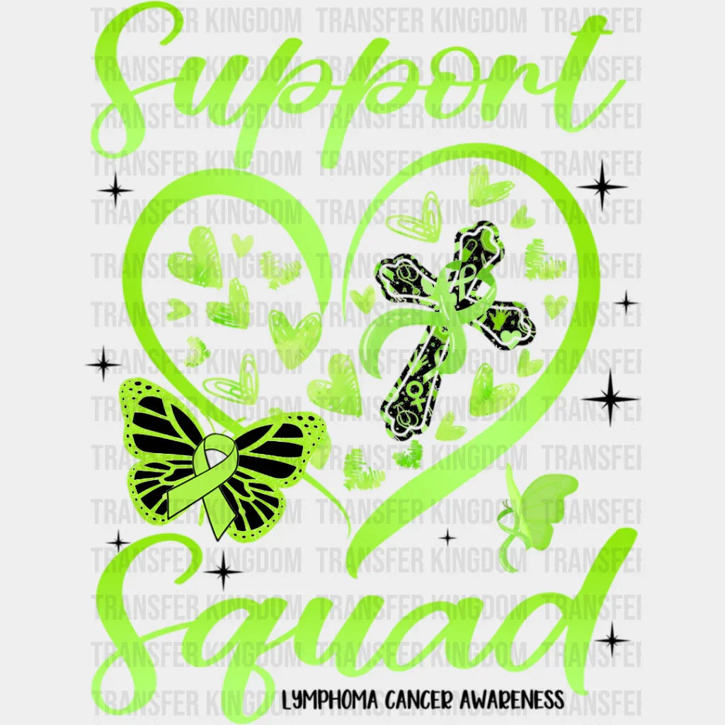 Support Squad Heart Design - Lymphoma Dtf Heat Transfer Unisex S & M (10’’) / Dark Color See Imaging