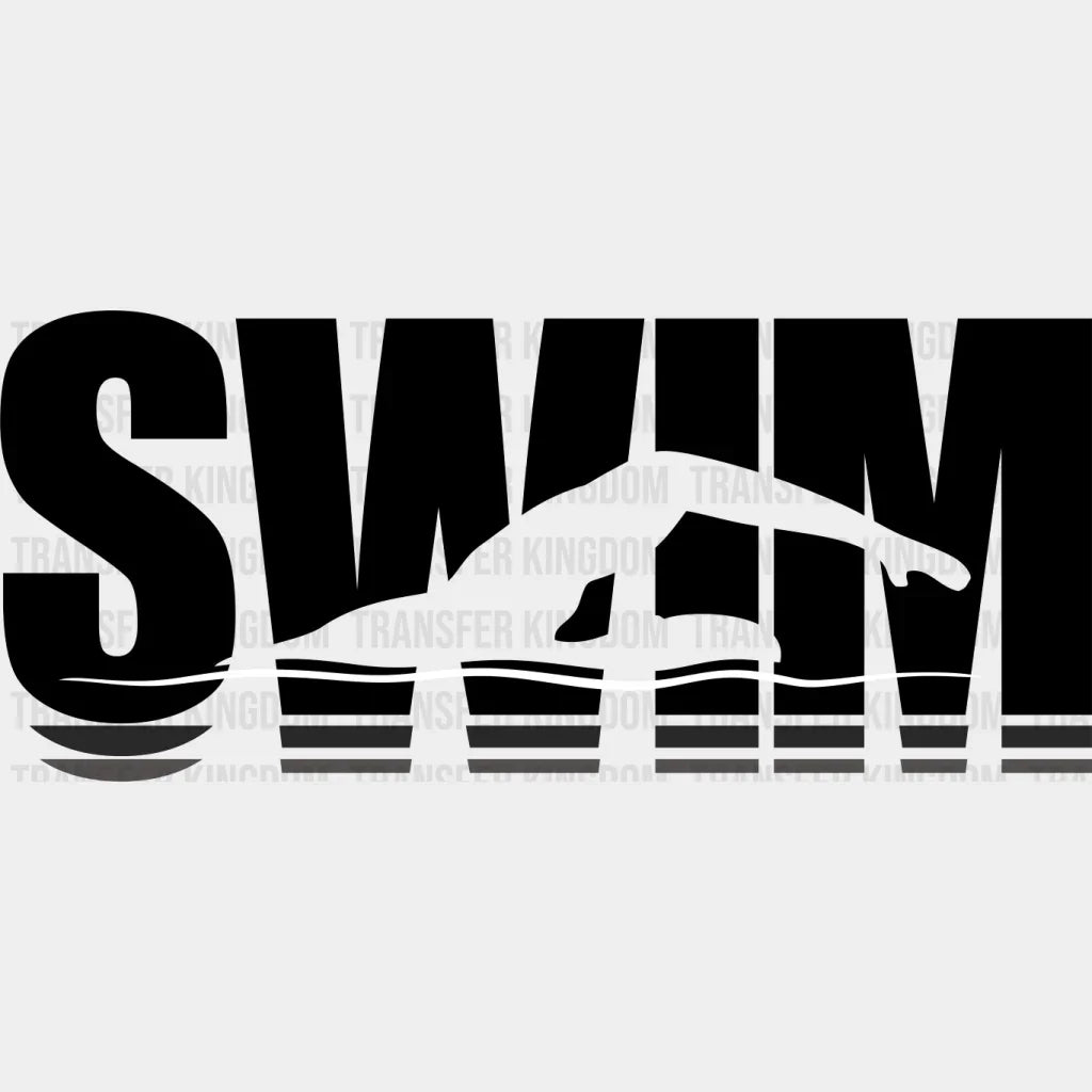 Swim B&W - Swimming DTF Transfer Adult Unisex - S & M (10’’) / Dark Color Design (See Imaging)