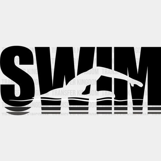 Swim B&W - Swimming DTF Transfer Adult Unisex - S & M (10’’) / Dark Color Design (See Imaging)