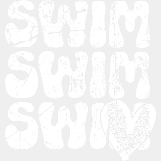 Swim Swim Swim B&W - Swimming DTF Transfer Adult Unisex - S & M (10’’) / Light Color Design (See Imaging)