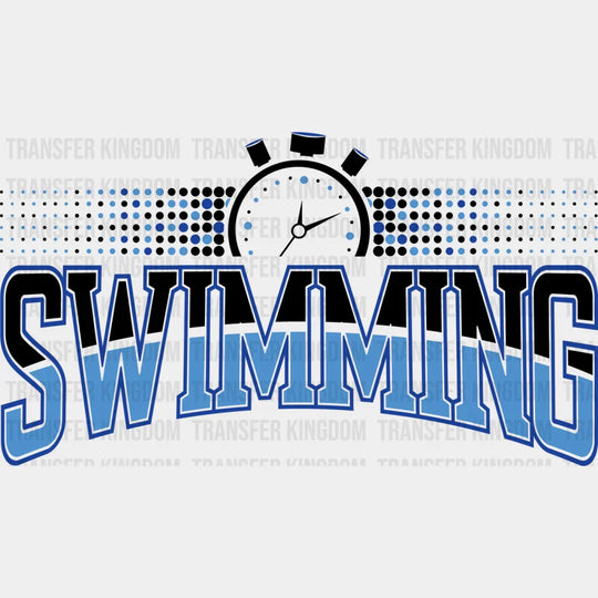 Swimming Stopwatch - Swimming DTF Transfer Adult Unisex - S & M (10’’) / Dark Color Design (See Imaging)
