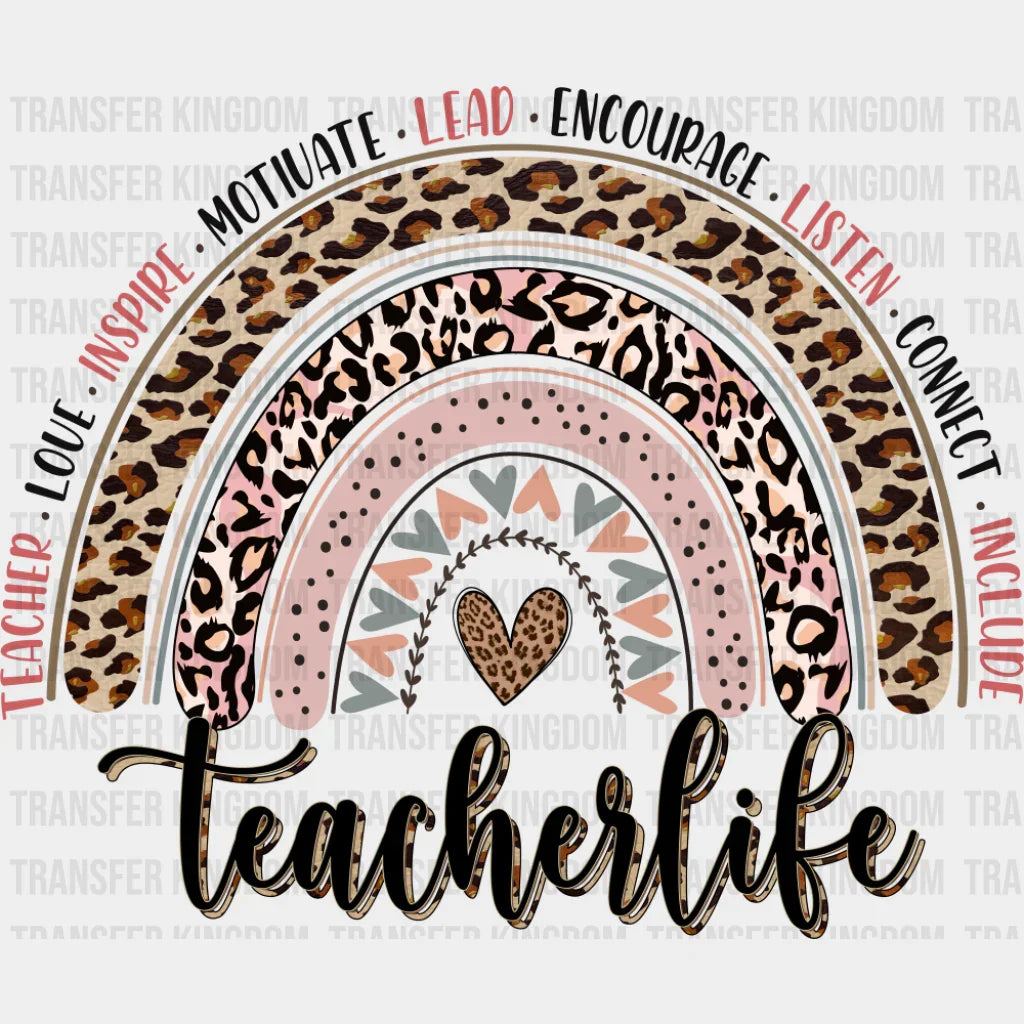 Teacher Life Heart - Teachers DTF Transfer Adult Unisex - S & M (10’’) / Dark Color Design (See Imaging)