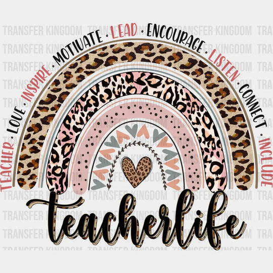 Teacher Life Heart - Teachers DTF Transfer Adult Unisex - S & M (10’’) / Dark Color Design (See Imaging)