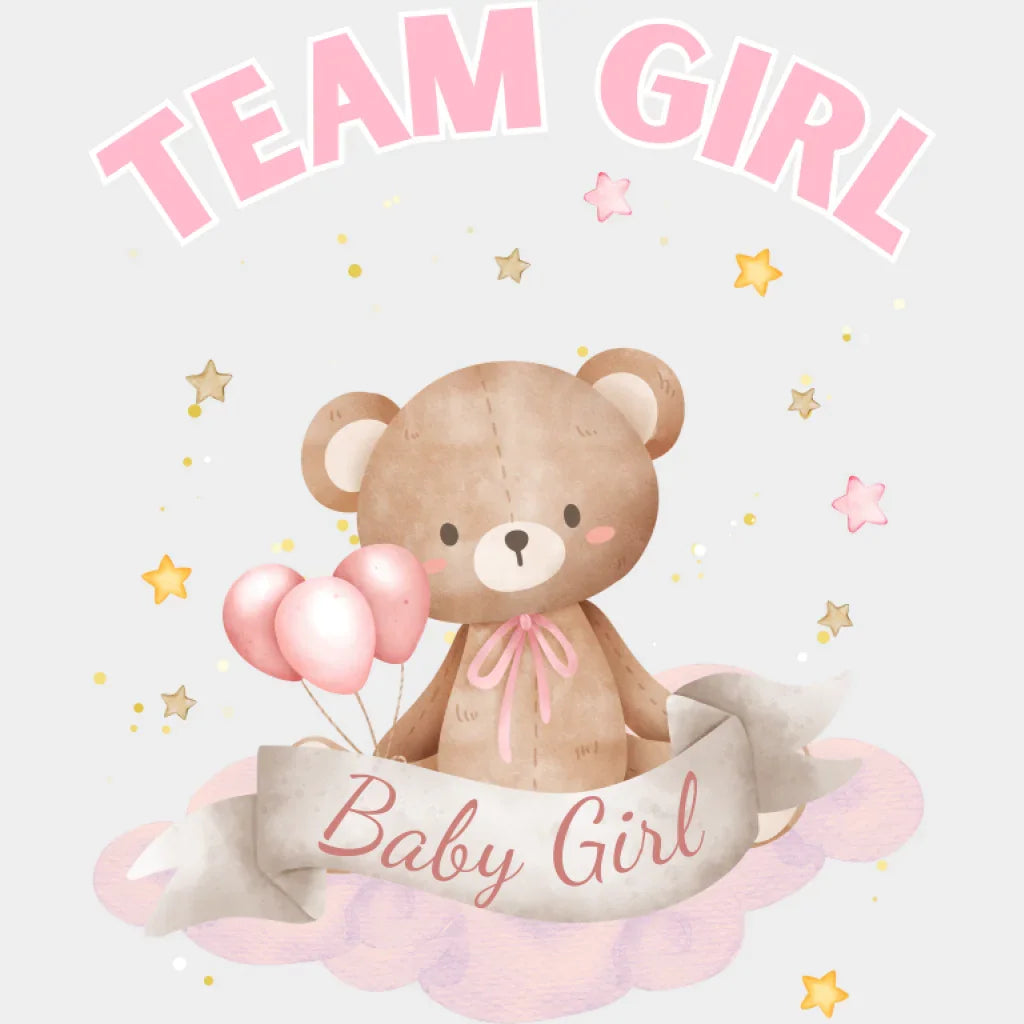 Team Boy & Girl Teddy Bear - Gender Reveal DTF Transfer Adult Unisex - S & M (10’’) / Girl Design (See Imaging)