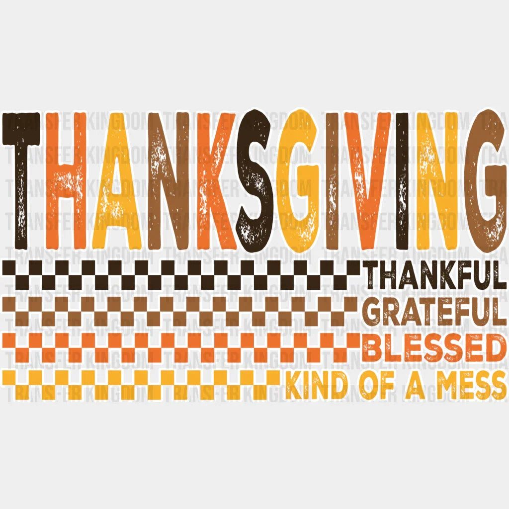 Thanksgiving Checkered - Dtf Transfer Unisex S & M (10’’) / Light Color Design See Imaging