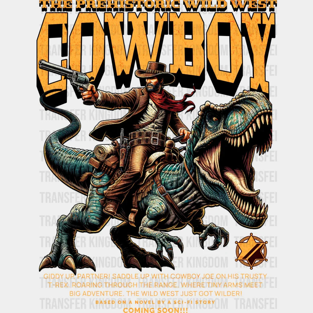 The Prehistoric Wild West Cowboy Design - Rodeo Dtf Transfers