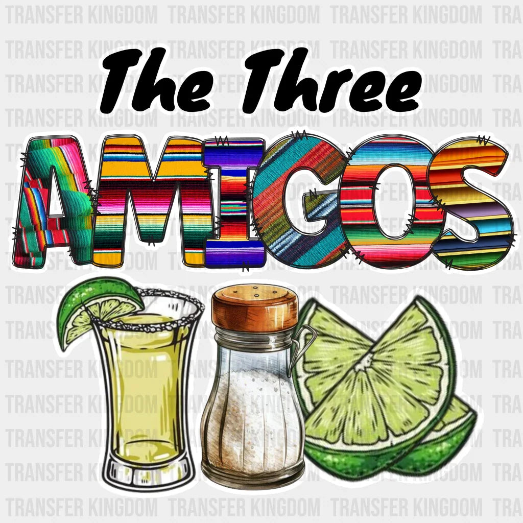 The Three Amigos Tequila Salt Lime - Cinco De Mayo Dtf Heat Transfer Unisex S & M (10’) / Light