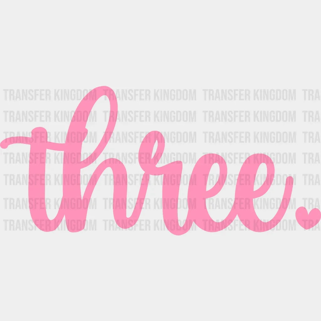 Three With Heart - 3Th Birthday Girl Baby Girl Gift Youth Design Dtf Heat Transfer
