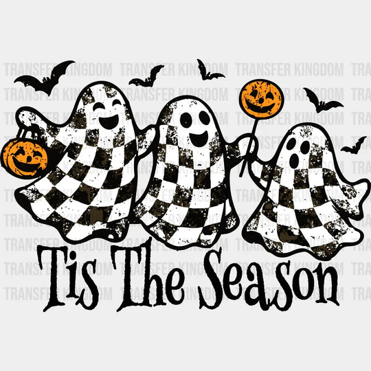 Tis The Season Checkered Ghosts - Halloween DTF Transfer Adult Unisex - S & M (10’’) / Dark Color Design (See Imaging)