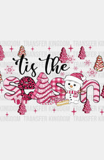 Tis The Season Pink Design - Christmas Cup Wrap Uv Sticker Permanent Dtf Decal