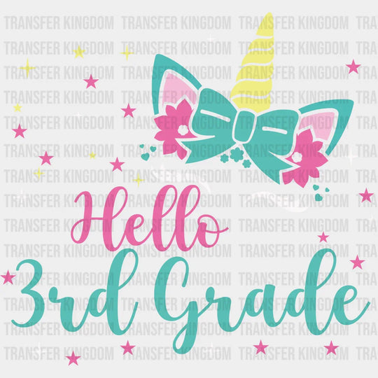 Unicorn Hello 3rd Grade - Back To School DTF Transfer - Transfer Kingdom