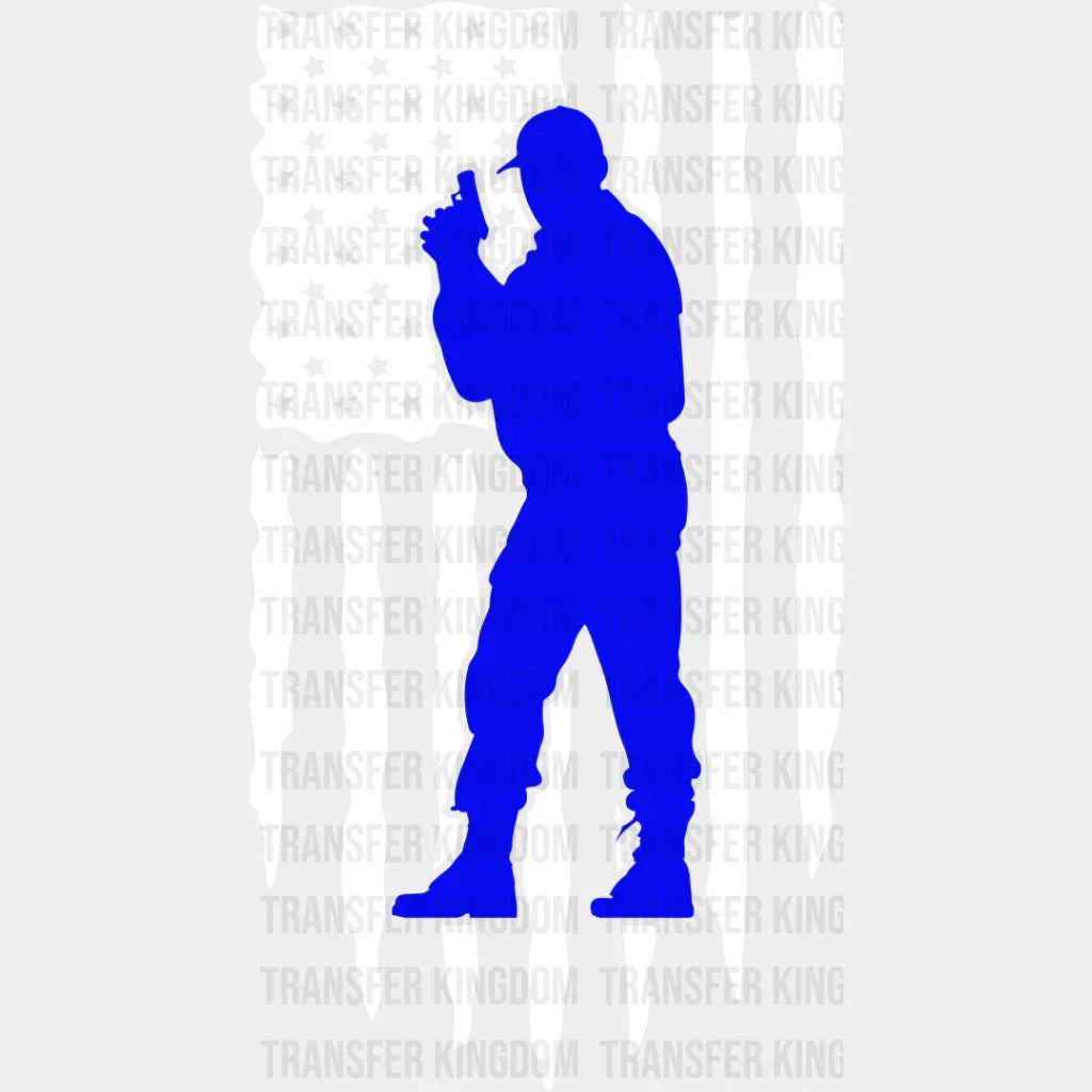 Us Flag Police Silhouette - Dtf Heat Transfer Unisex S & M (10’’) / Light Color Design See Imaging