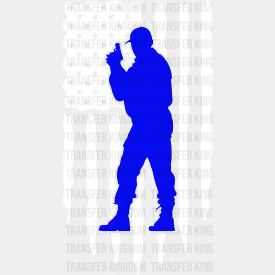 Us Flag Police Silhouette - Dtf Heat Transfer Unisex S & M (10’’) / Light Color Design See Imaging