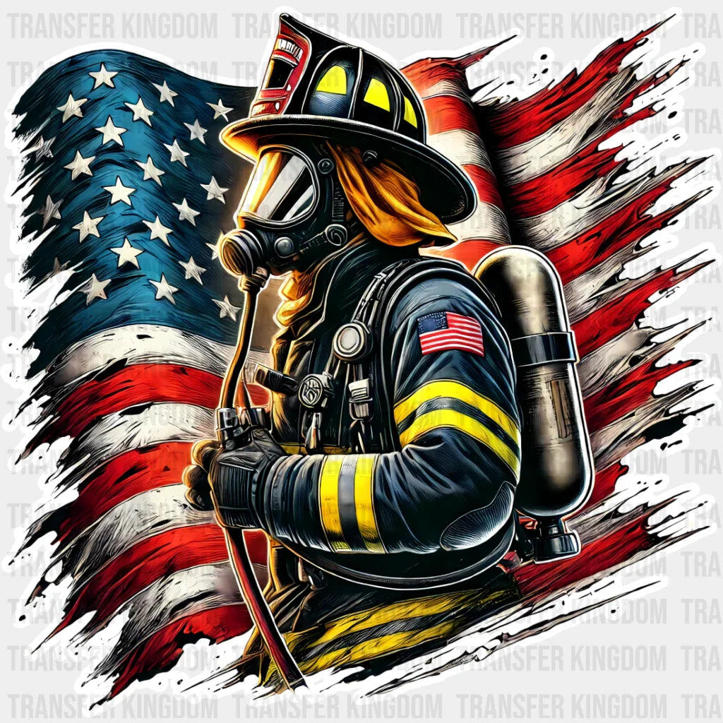 Usa Flag Firefighter - Dtf Transfer Unisex S & M (10’’) / Light Color Design See Imaging
