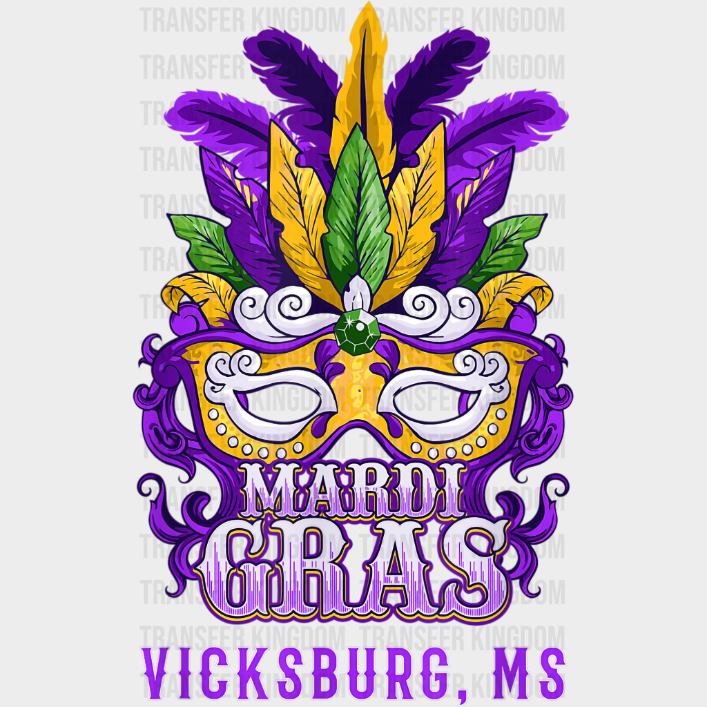Vicksburg Ms Mardi Gras Design- Dtf Heat Transfer