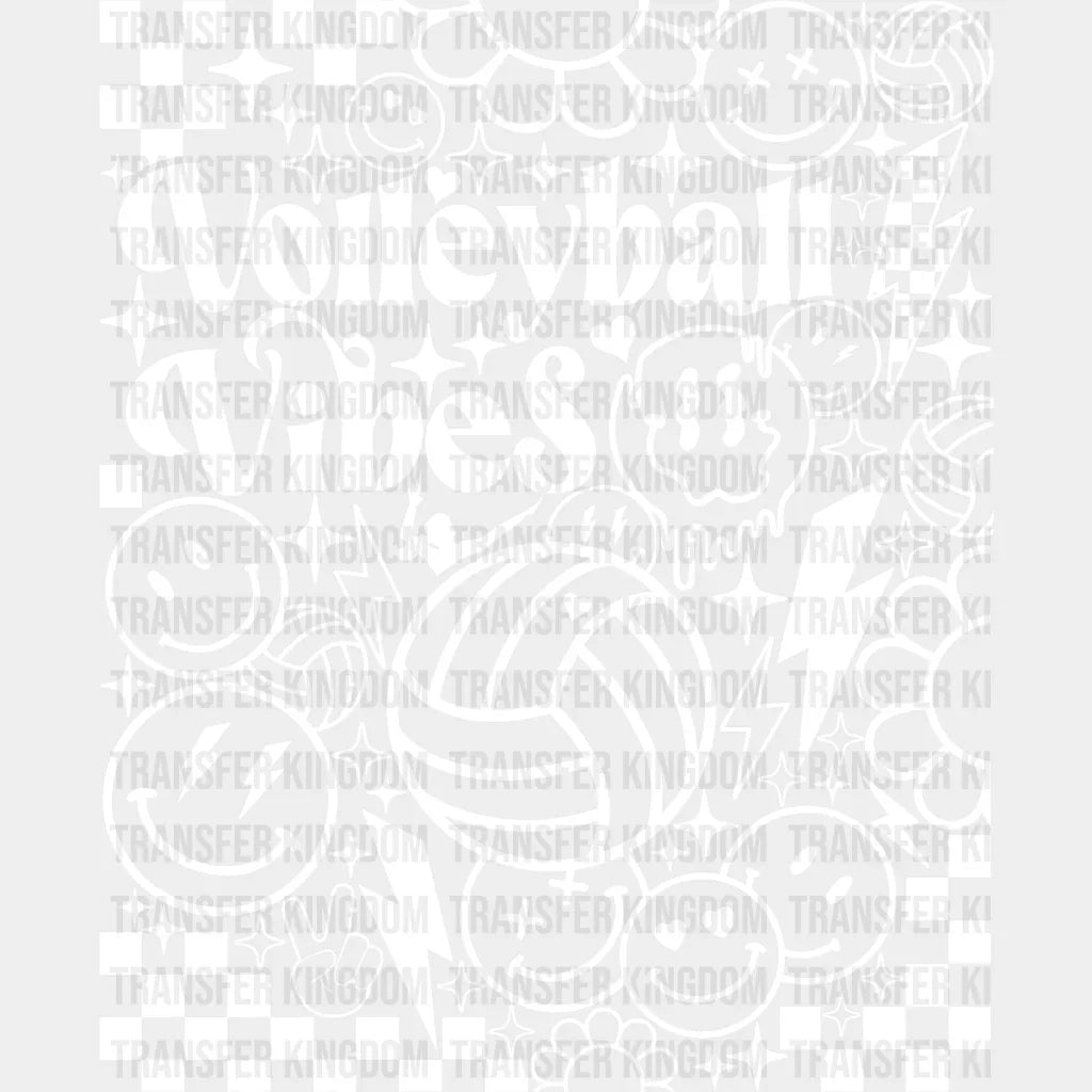 Volleyball Vibes Doodles Design - Dtf Heat Transfer Unisex S & M (10’’) / Light Color (See Imaging)