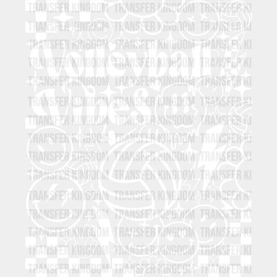 Volleyball Vibes Doodles Design - Dtf Heat Transfer Unisex S & M (10’’) / Light Color (See Imaging)