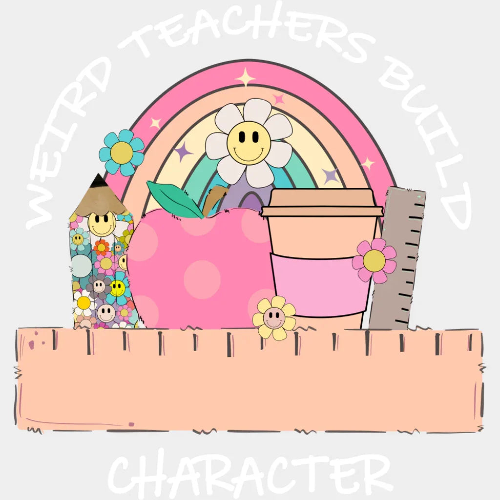 Weird Teachers Build Character - Teachers DTF Transfer Adult Unisex - S & M (10’’) / Light Color Design (See Imaging)