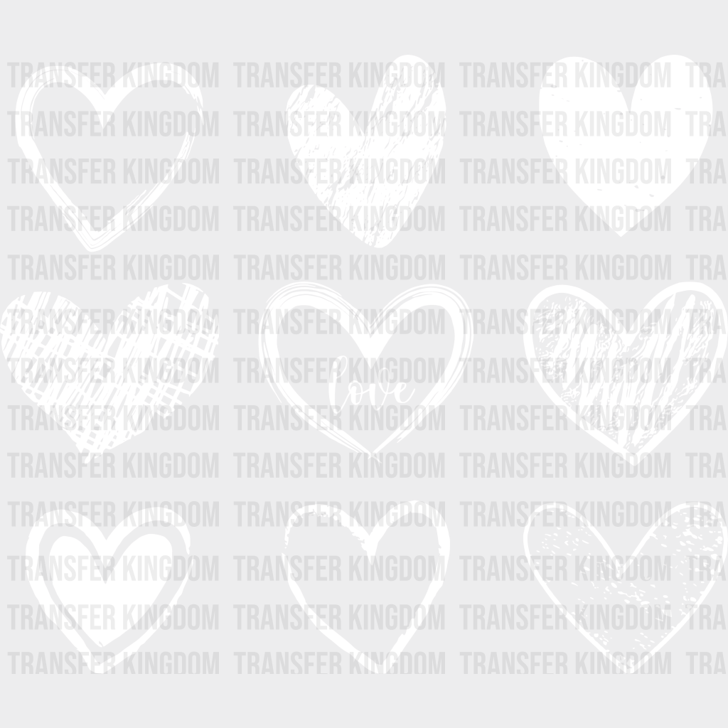 White Hearts Valentines Day Design - Dtf Heat Transfer
