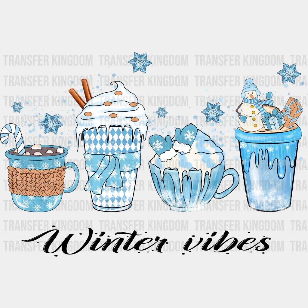 Winter Vibes Drinks Design - Iron On Dtf Transfer Unisex S & M (10’’) / Dark Color See Imaging