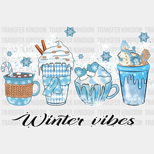 Winter Vibes Drinks Design - Iron On Dtf Transfer Unisex S & M (10’’) / Light Color See Imaging