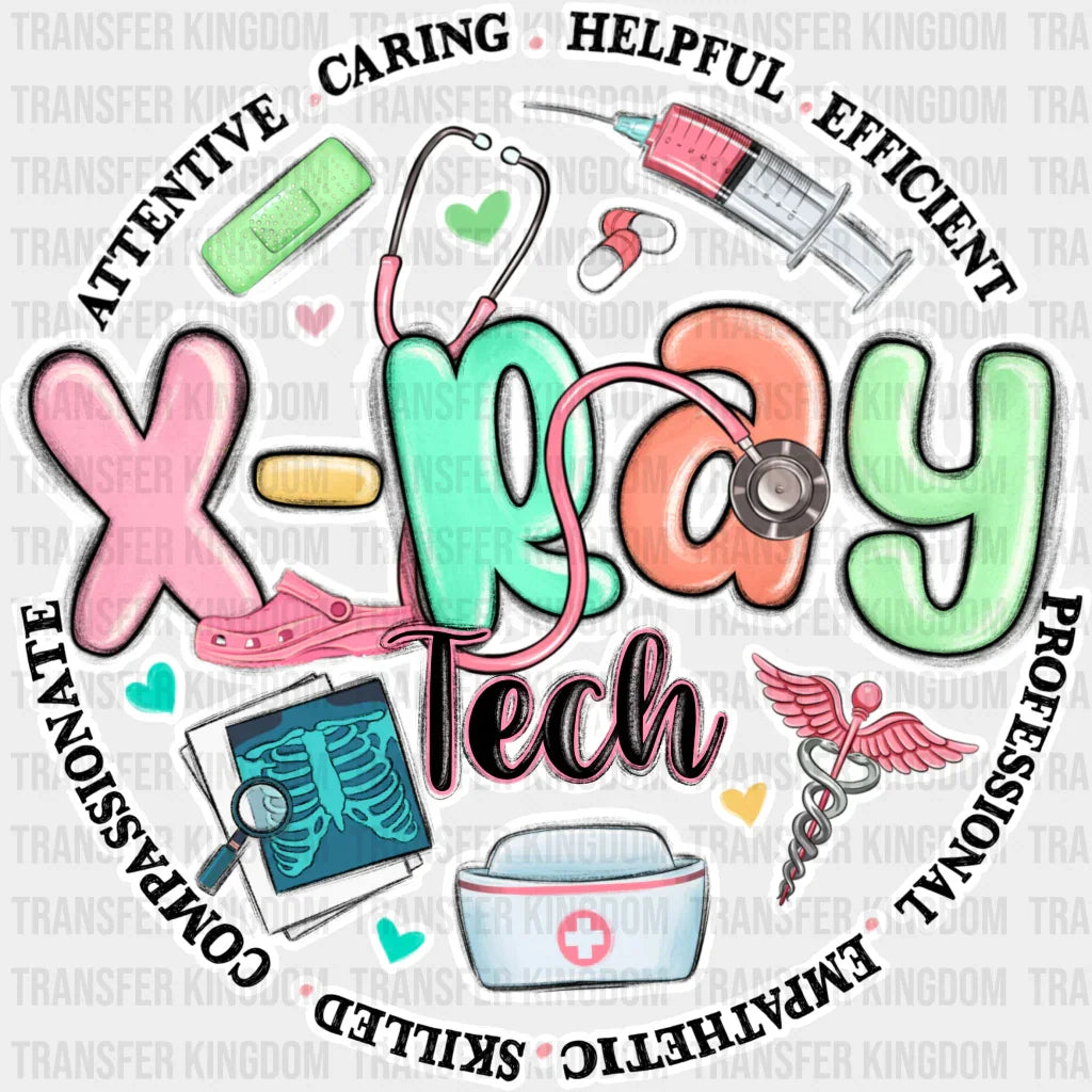 X-Ray Tech Circle Design - Radiology Dtf Transfers Unisex S & M (10’’) / Light Color See Imaging