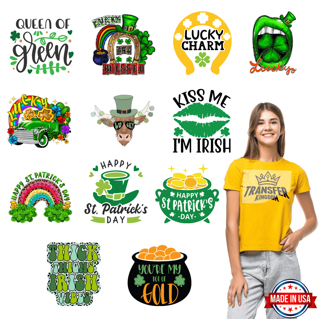 St. Patrick's Day Premade Gang sheet - 12 PCS 10 INCH - transfer-kingdom