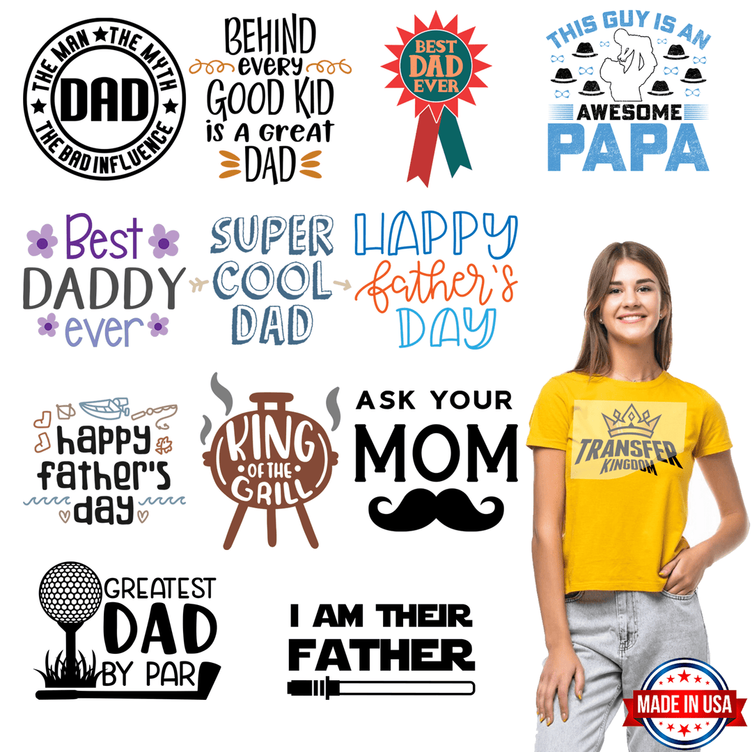 Father's Day - Premade Gang sheet - 12 PCS 10 INCH - Transfer Kingdom