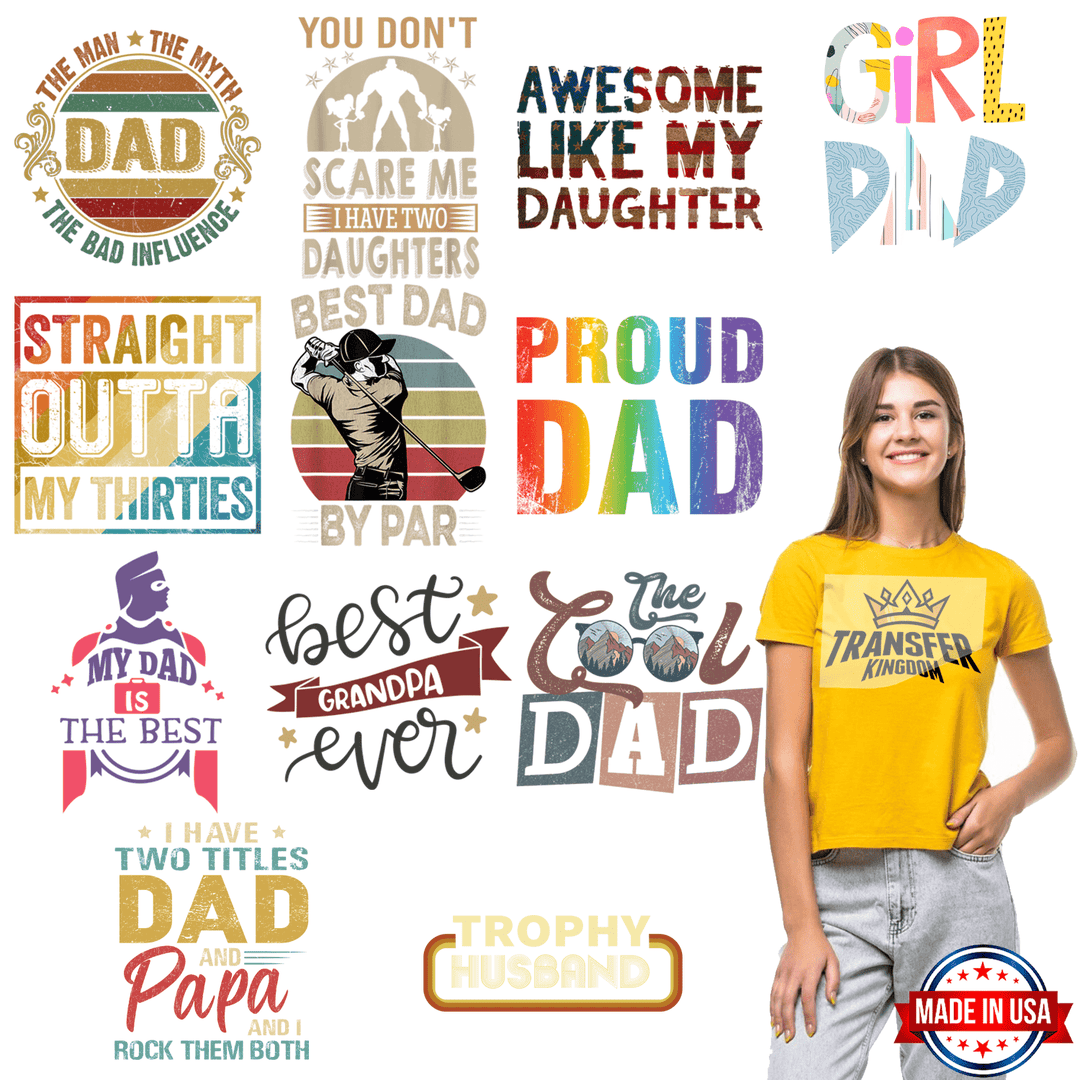 Father's Day - Premade Gang sheet - 12 PCS 10 INCH - Transfer Kingdom