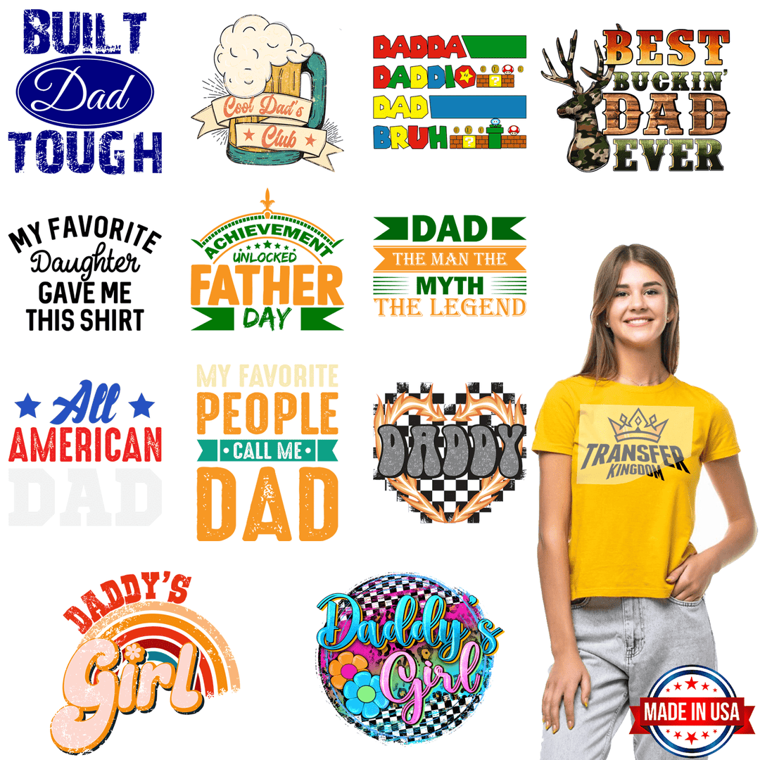 Father's Day - Premade Gang sheet - 12 PCS 10 INCH - Transfer Kingdom