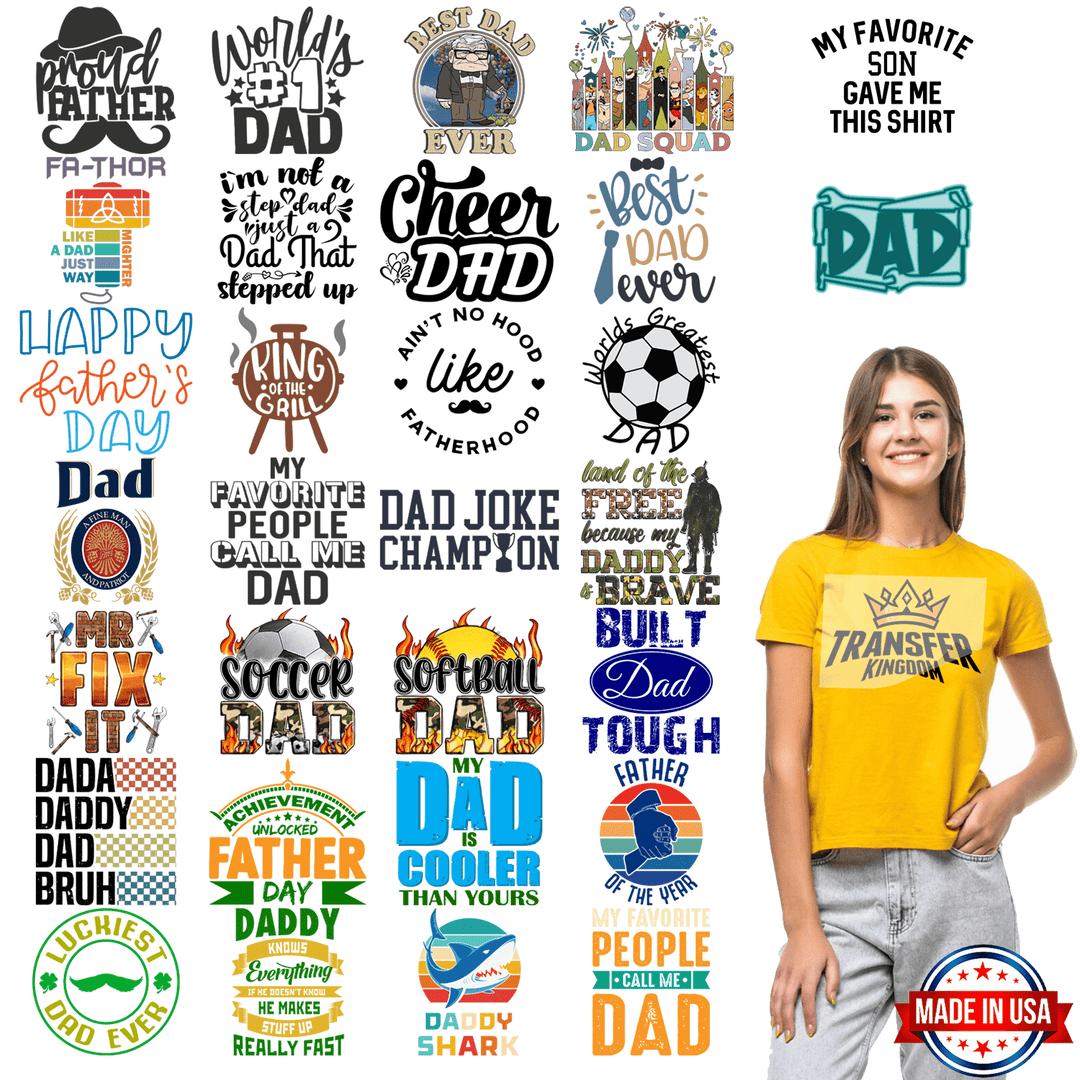 Father's Day Premade Gang sheet - 30 PCS 10 INCH - Transfer Kingdom