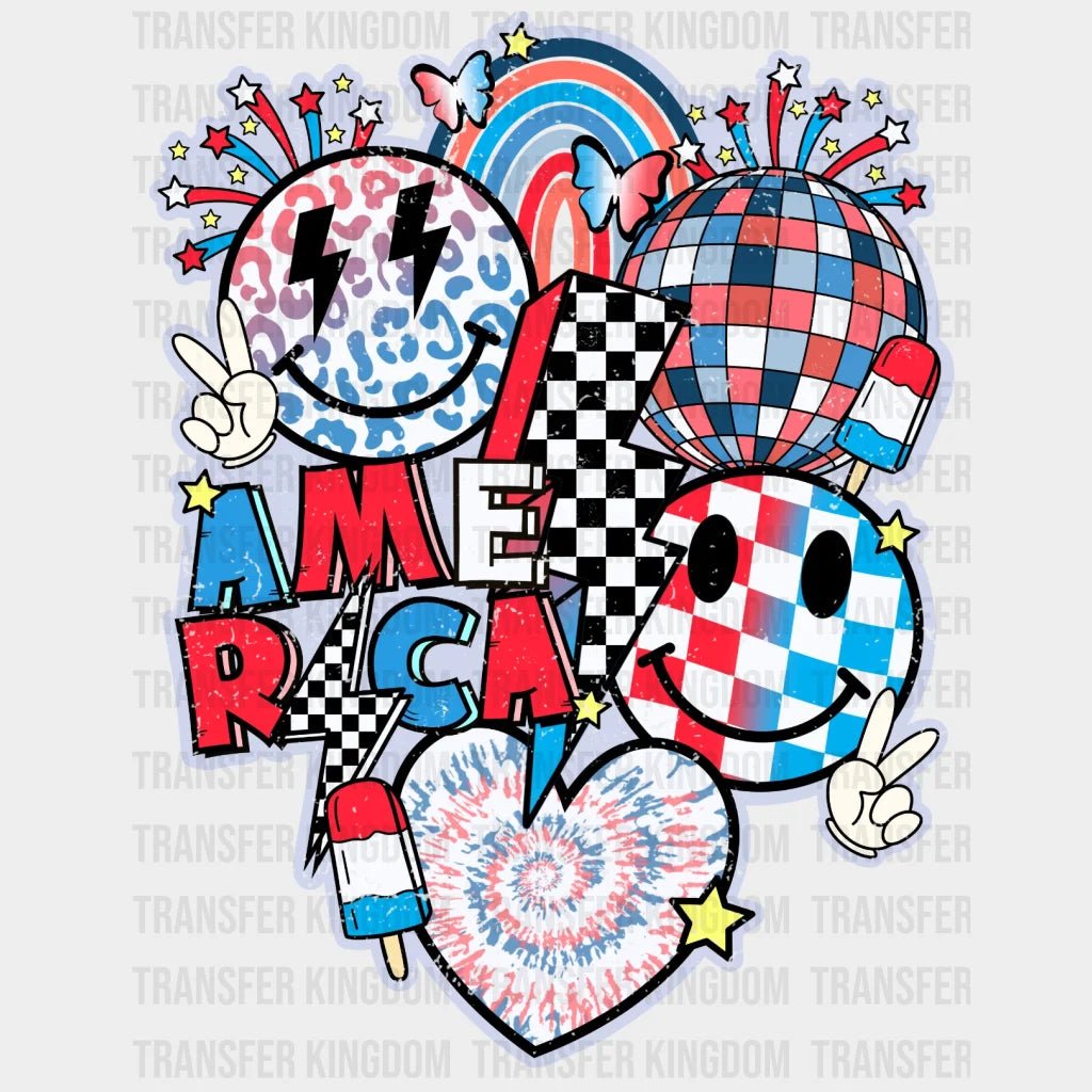 America Smiley Face Dtf Transfer