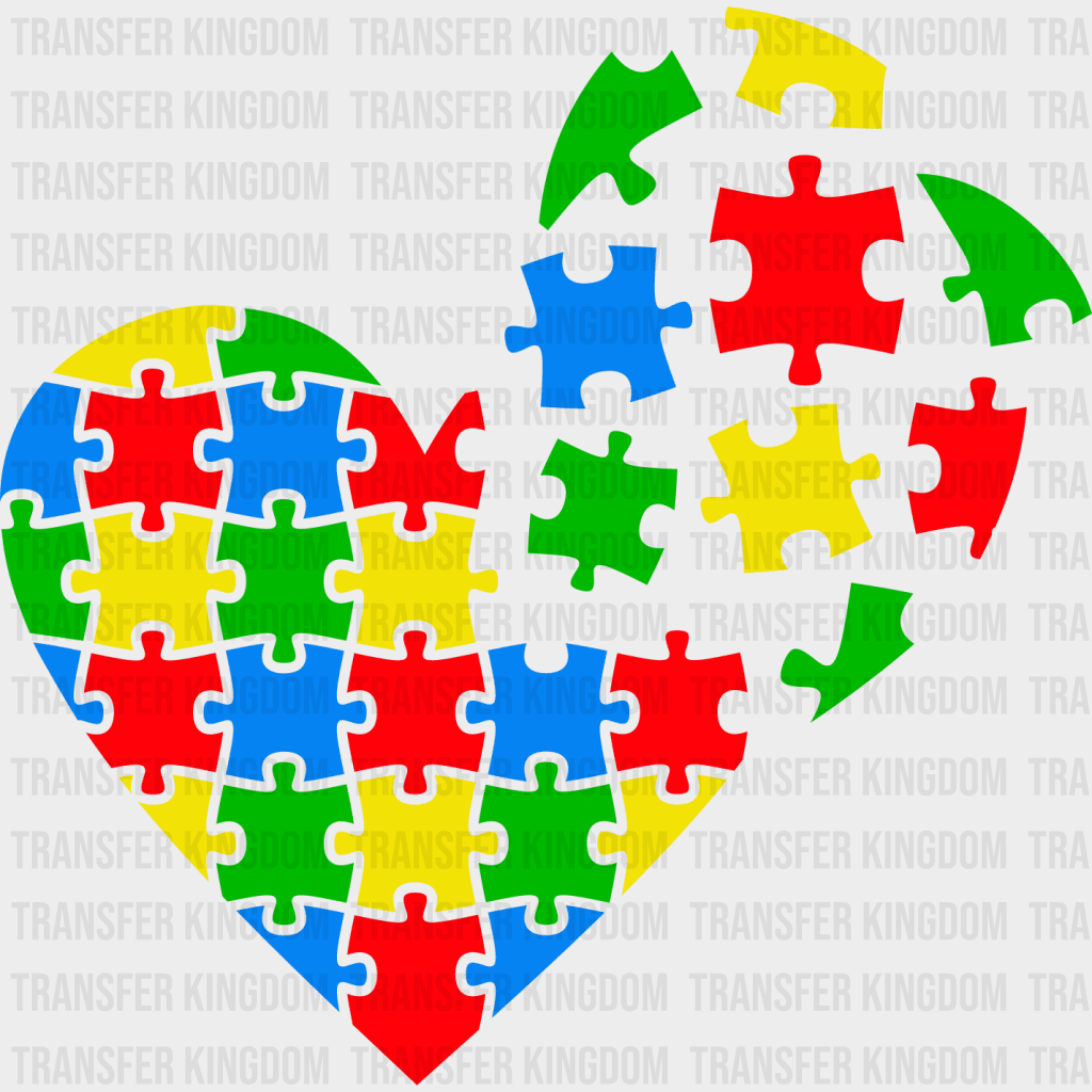 Autism Heart Puzzle Design - Dtf Heat Transfer Unisex S & M ( 10 )