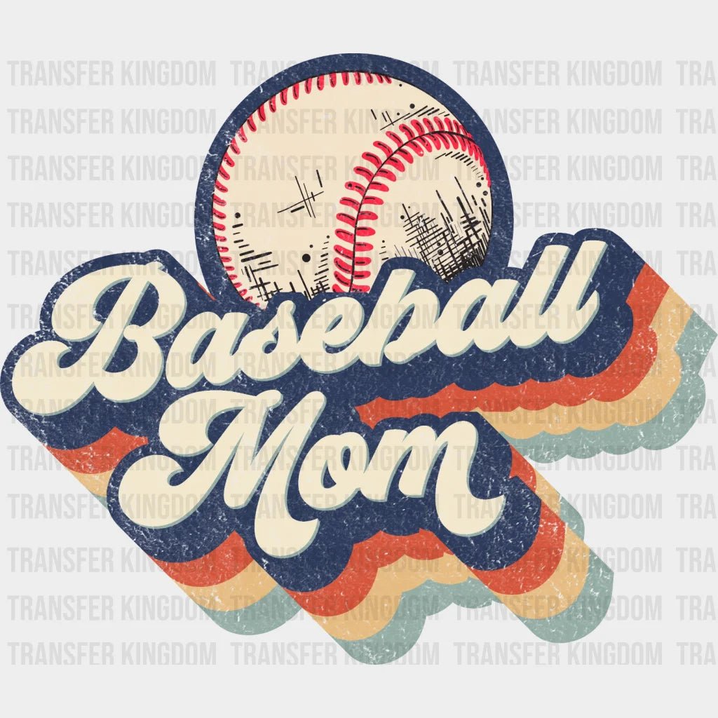 Baseball Mom Retro - Sports Fan - Baseball Lover Mom - Design - DTF heat transfer - Transfer Kingdom