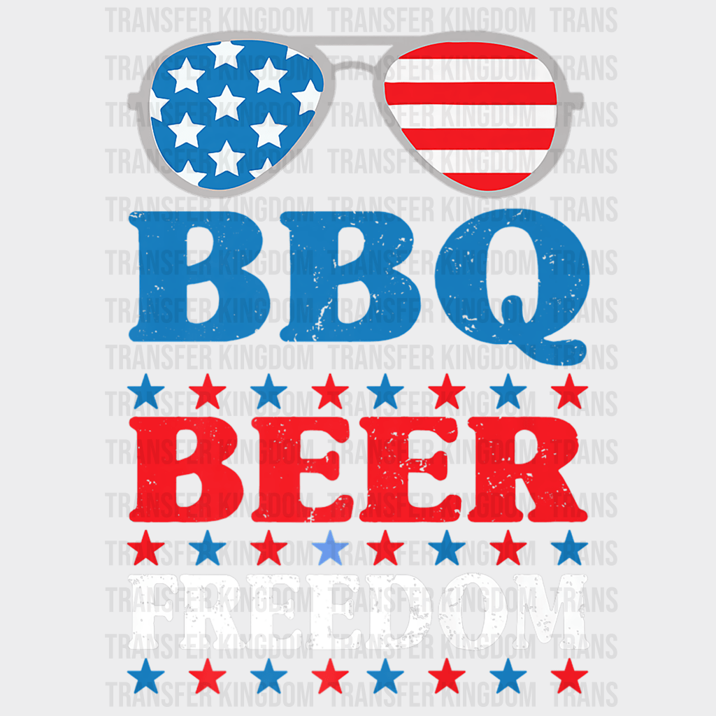 BBQ Beer Freedom American Flag Sunglasses Design - DTF heat transfer - Transfer Kingdom