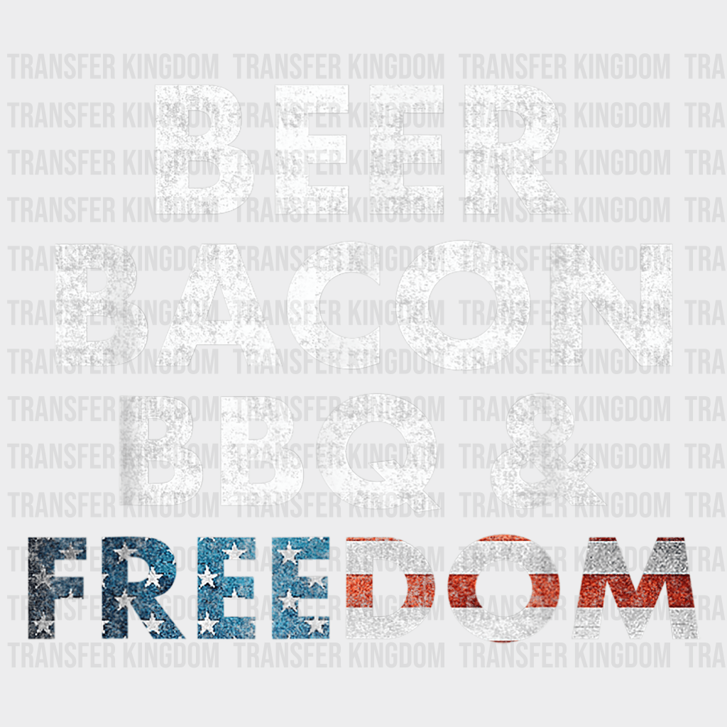 Beer Bacon BBQ & Freedom Design - DTF heat transfer - Transfer Kingdom