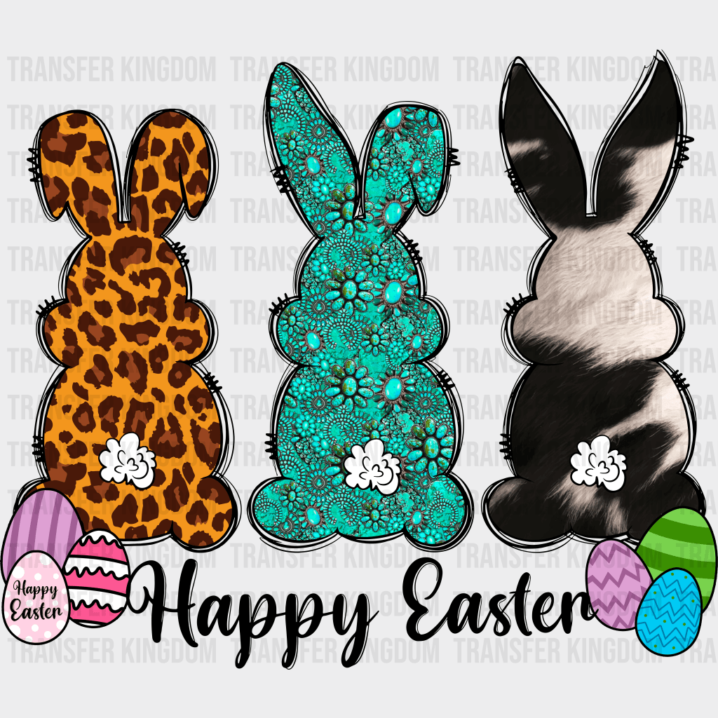 Bunnies Happy Easter Design - DTF heat transfer - Transfer Kingdom