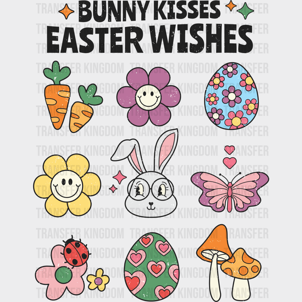Bunny Kisses Easter Wishes Easter Design - DTF heat transfer - Transfer Kingdom