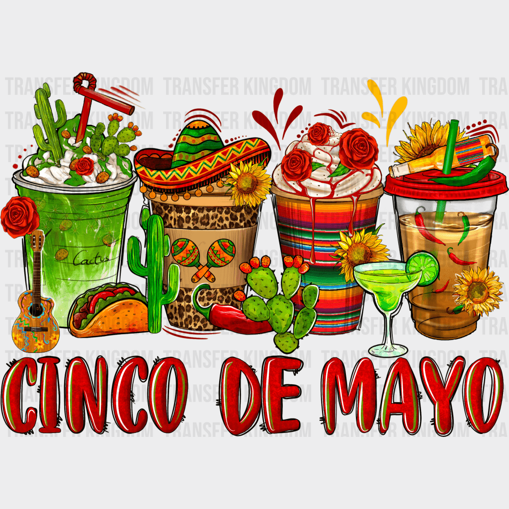 Cinco De Mayo Cups - Cinco De Mayo DTF heat transfer - Transfer Kingdom