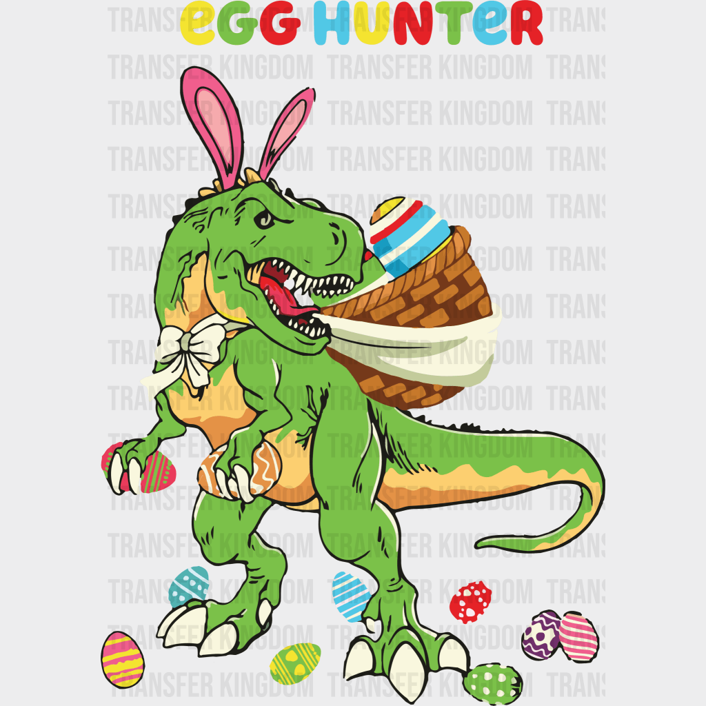 Egg Hunter Dinosaur Easter Design - DTF heat transfer - Transfer Kingdom