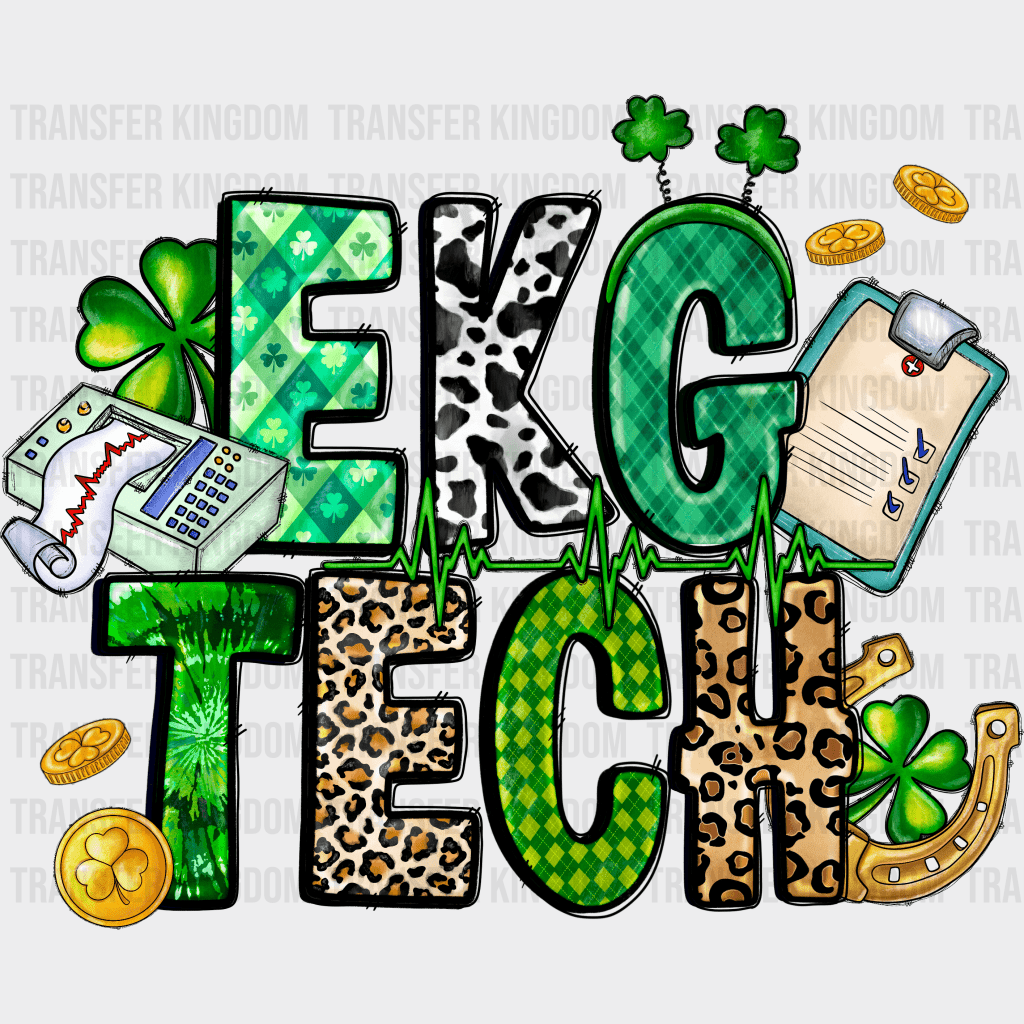 EKG Tech St. Patrick's Day Design - DTF heat transfer - Transfer Kingdom