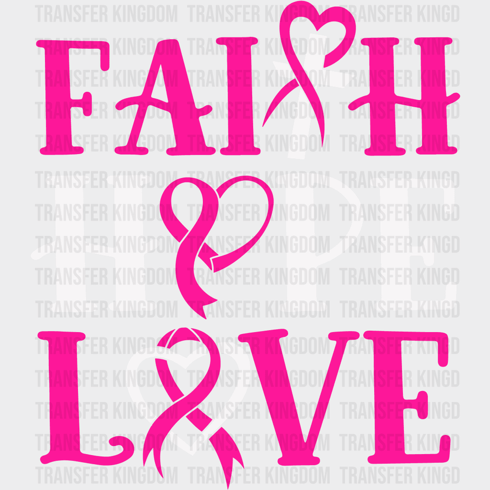 Faith Hope Love Cancer Support Design - Dtf Heat Transfer Unisex S & M ( 10 ) / Light Color See