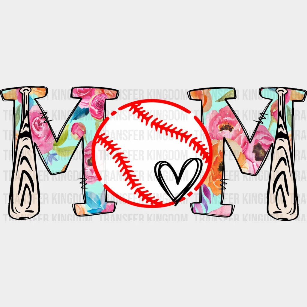 Floral Baseball Mom - Sports Fan - Baseball Lover Mom - Design - DTF heat transfer - Transfer Kingdom