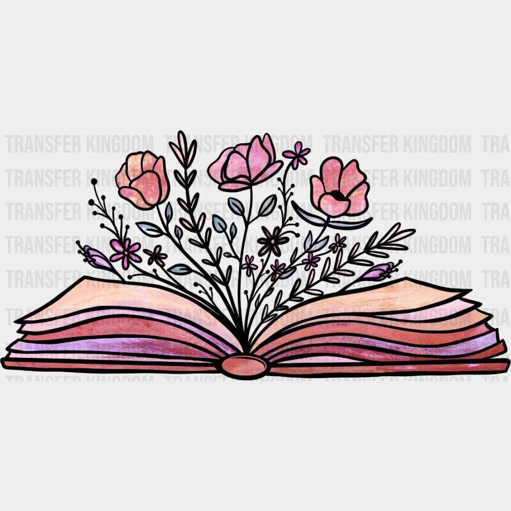 Floral Book Design- Dtf Heat Transfer