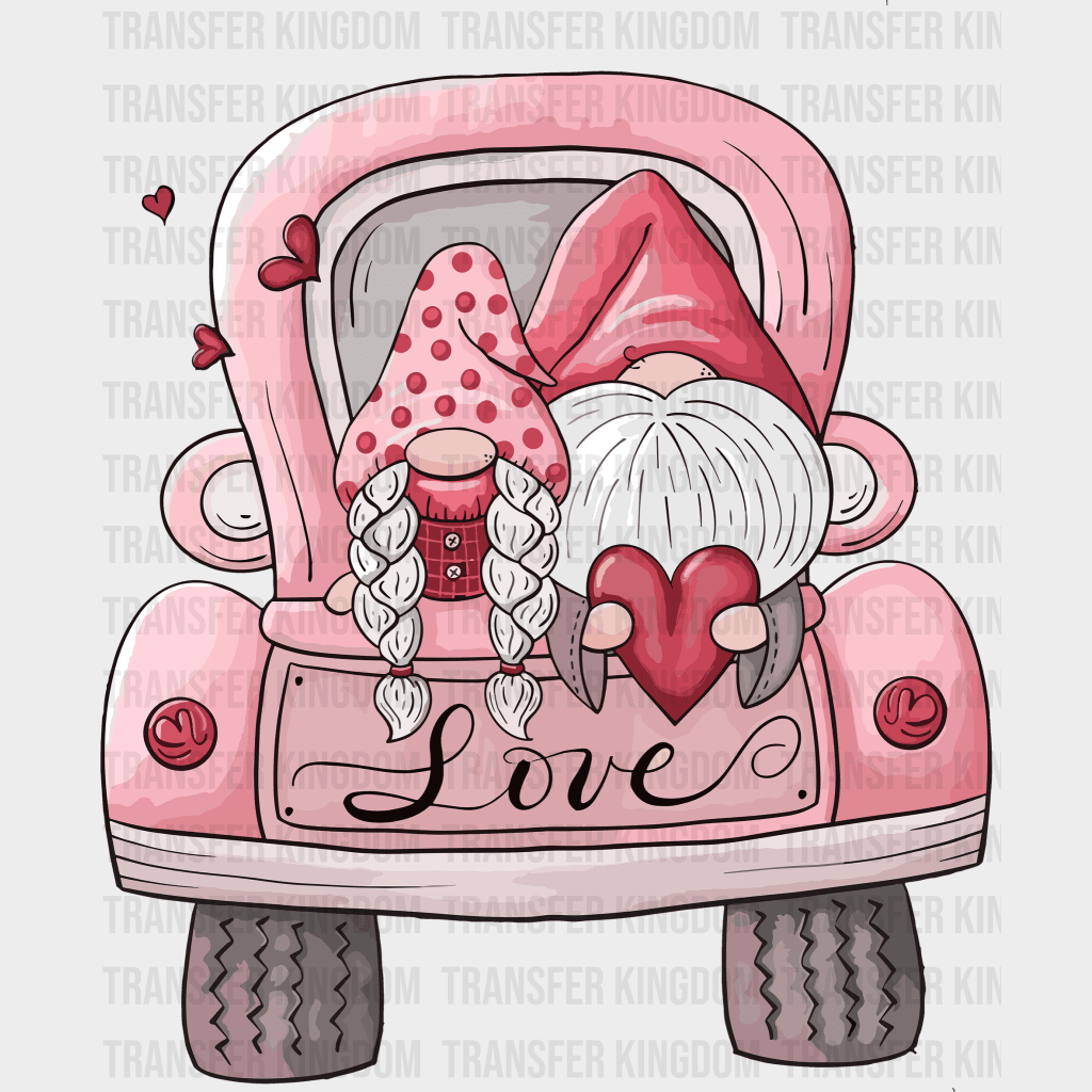Gnome Love Truck Valentines Day Design - Dtf Heat Transfer